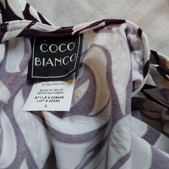 Coco Bianco Women's Cold Shoulder Black and White Floral Top Size L - Picture 7 of 11